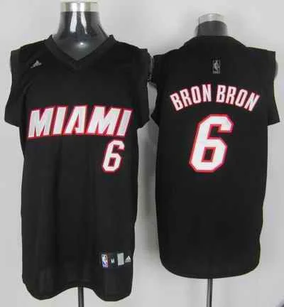 Basketball Jersey With Shorts-Heat 6 Bron-Bron Black Basketball Jerseys