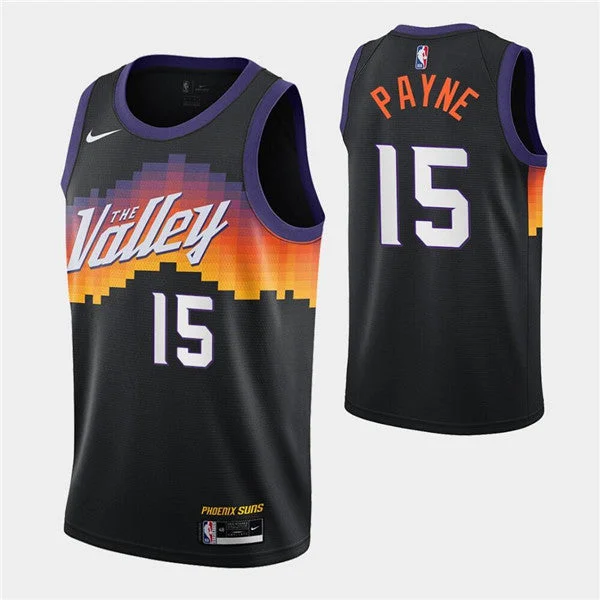 Basketball Jersey Button Up-Men's Phoenix Suns #15 Cameron Payne Black City Edition New Uniform 2020-21 Stitched Basketball Jersey