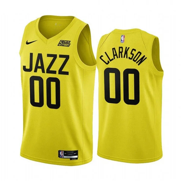 Basketball Jersey Double Stitched-Men's Utah Jazz #00 Jordan Clarkson Yellow 2022/23 Association Edition Stitched Basketball Basketball Jersey