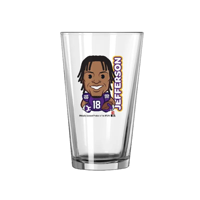 Team Mug For Conferences-Minnesota Vikings Justin Jefferson Caricature 16oz Pint Glass