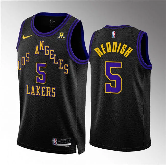 Basketball Jersey For Dunk Contests-Men's Los Angeles Lakers #5 Cam Reddish Black 2023/24 City Edition Stitched Basketball Basketball Jersey