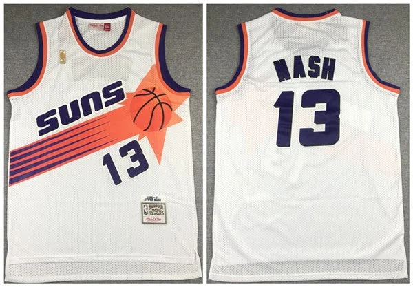 Basketball Jersey Discount Offer-Men's Phoenix Suns #13 Steve Nash White 1996-97 Throwback Stitched Basketball Jersey