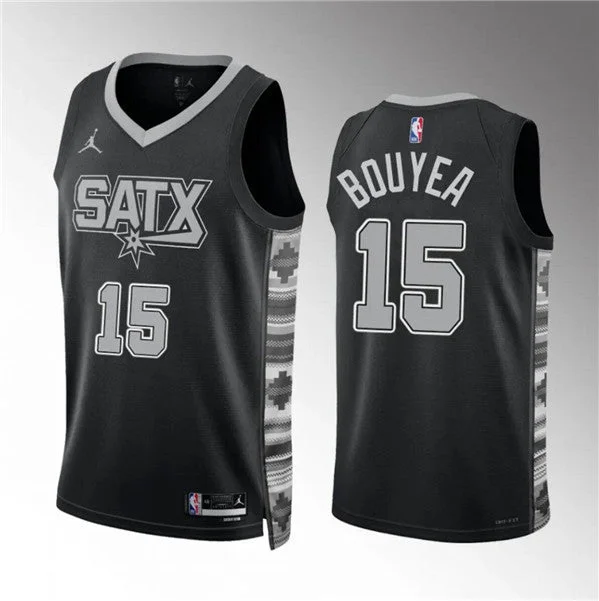 Basketball Jersey Casual Wear-Men's San Antonio Spurs #15 Jamaree Bouyea Black Statement Edition Stitched Basketball Basketball Jersey